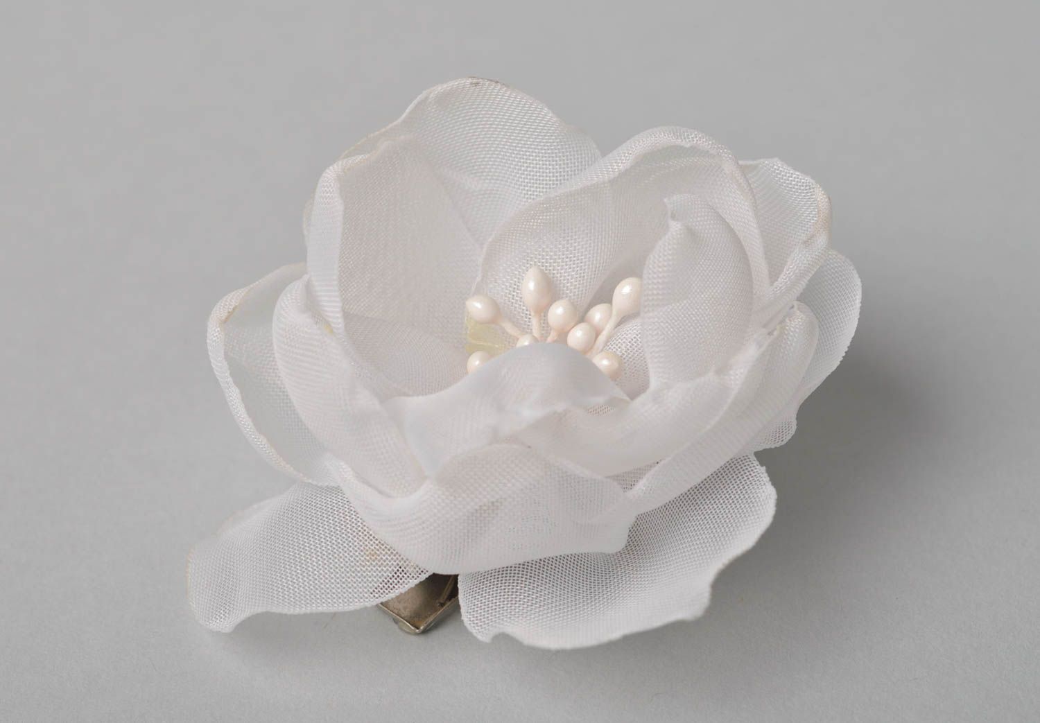 Weiße Blume Haarspange handgemachter Schmuck Accessoires für Mädchen aus Chiffon foto 7