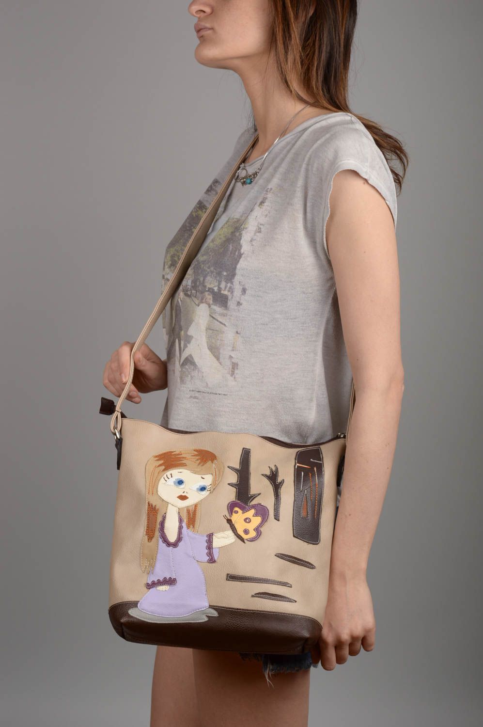 Handmade female leatherette bag stylish designer shoulder bag women accessory photo 5