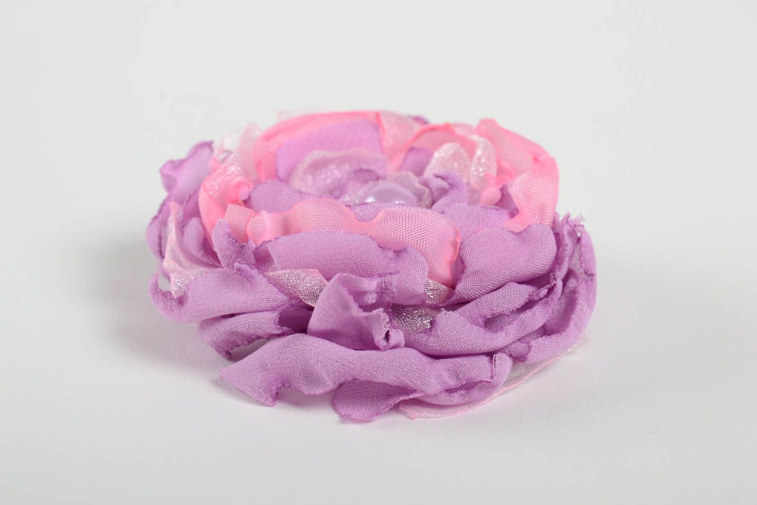 Handmade hair clip with beautiful purple flower unusual product photo 2