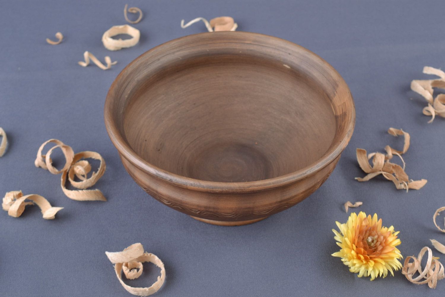 Clay handmade bowl 250 ml of brown color beautiful unusual eco friendly kitchen decor photo 1