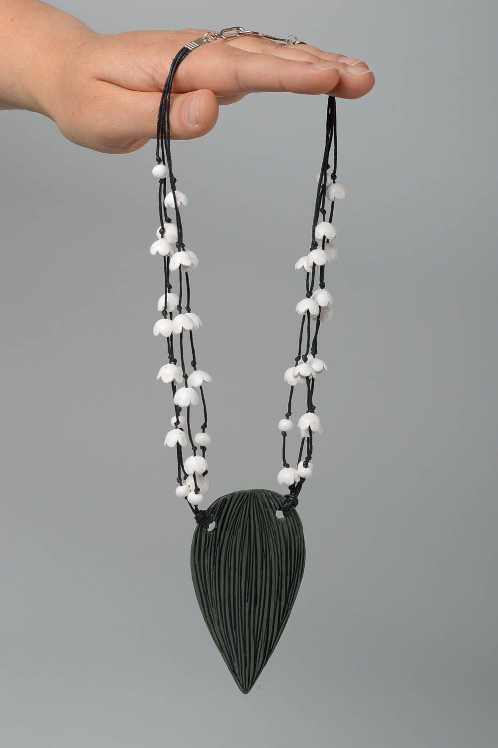 Handmade massive necklace unusual feminine necklace cute elegant accessory photo 5