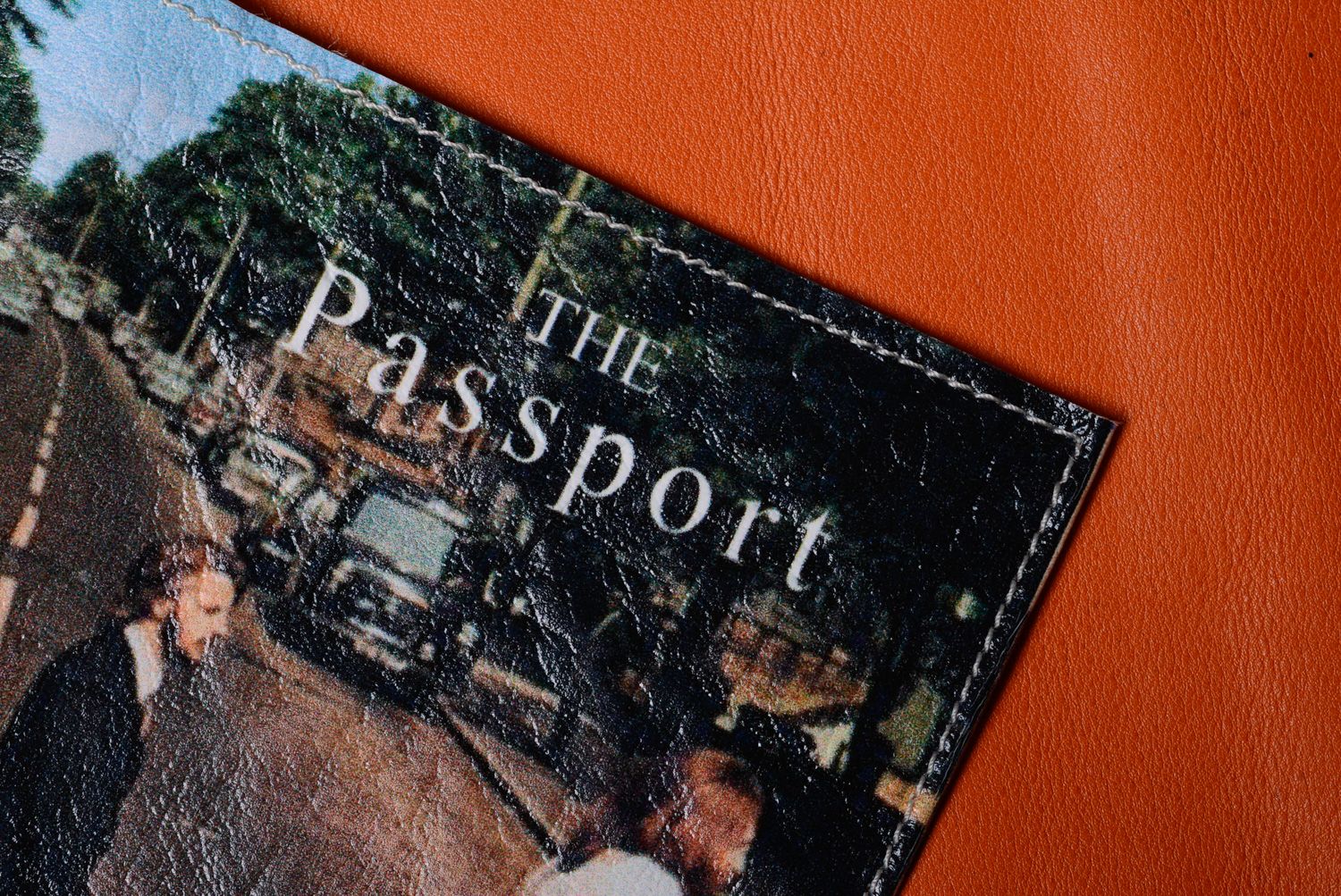 Homemade artificial leather passport cover in retro style photo 3