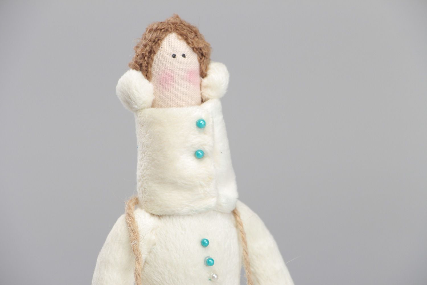 Handmade designer fabric soft doll in coat photo 2