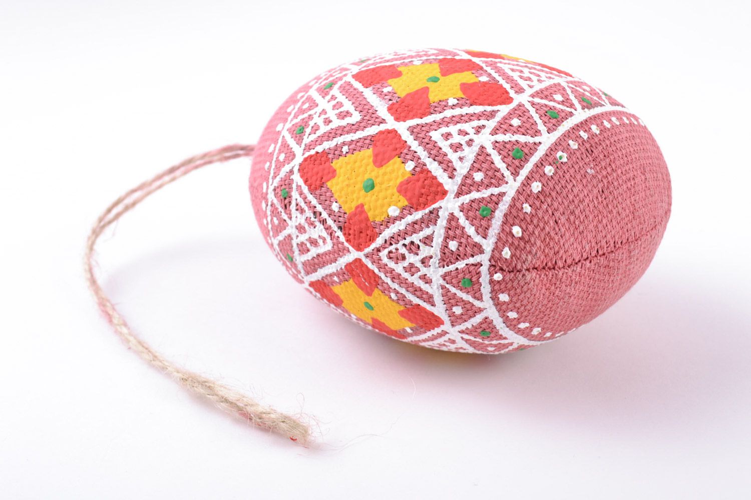 Handmade small decorative wall hanging Easter egg sewn of fabric with aroma photo 2