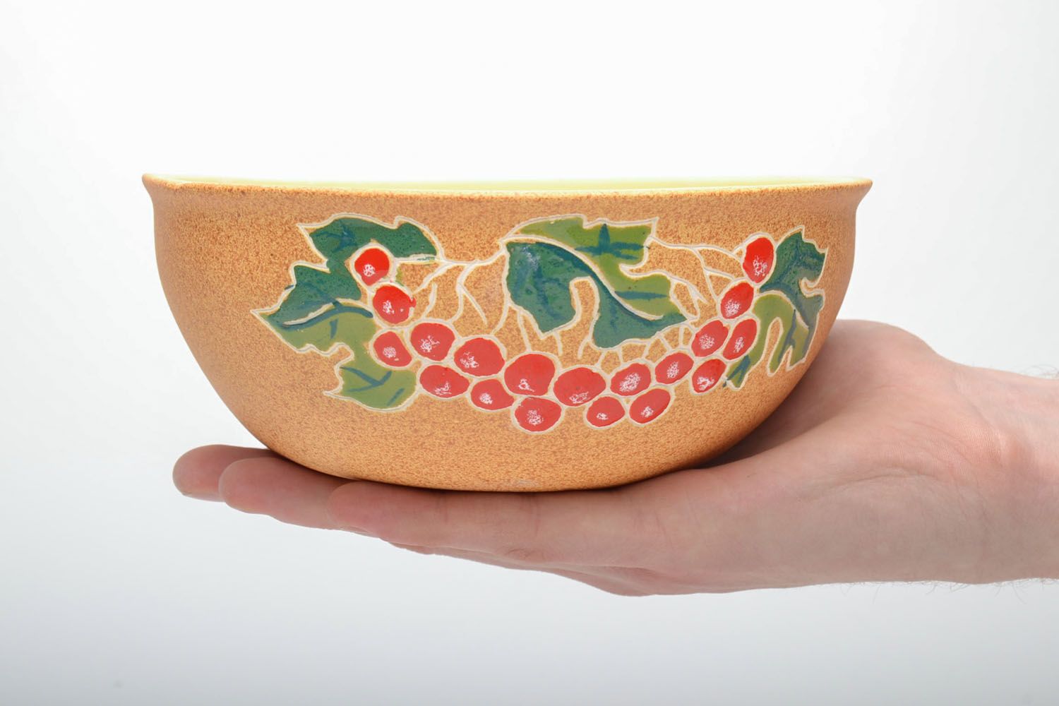 Clay bowl painted with glaze photo 4
