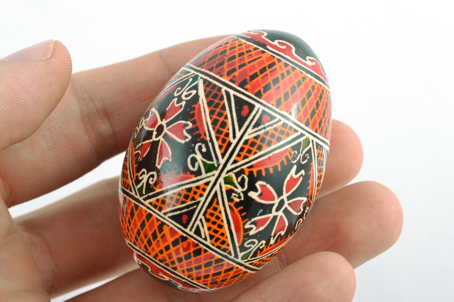 Beautiful colorful decorative Easter egg with handmade painting for present photo 2