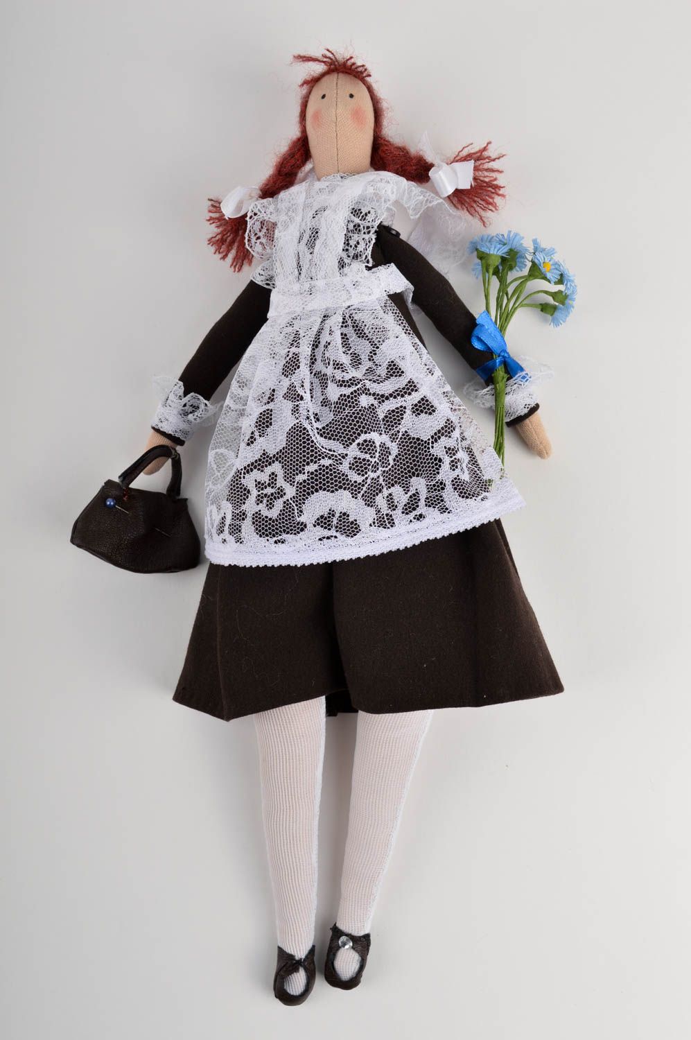 Кукла ручной работы кукла из ткани Школьница мягкая кукла красивая винтажная фото 2