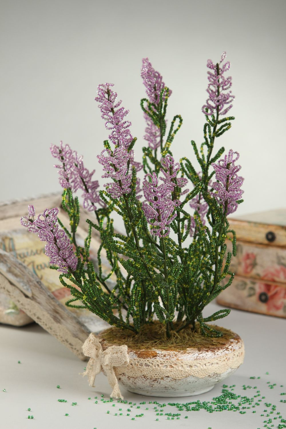 Tischdeko mit Blumen handmade Lavendel Blumen künstlich Blumen Deko originell foto 1