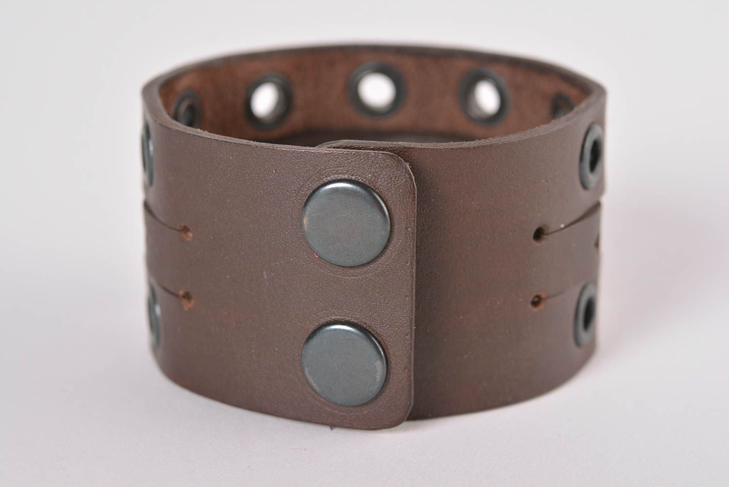 Handmade designer brown bracelet genuine leather bracelet unusual jewelry photo 3