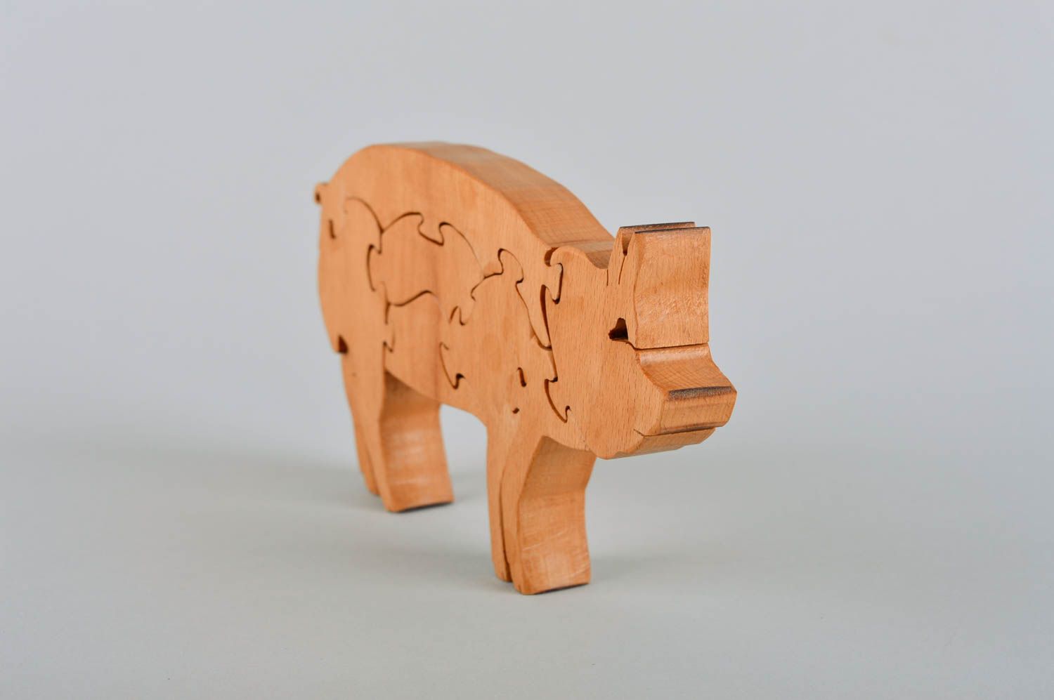 Puzzle cochon fait main Puzzle bois Jouet éveil écologique design original photo 3