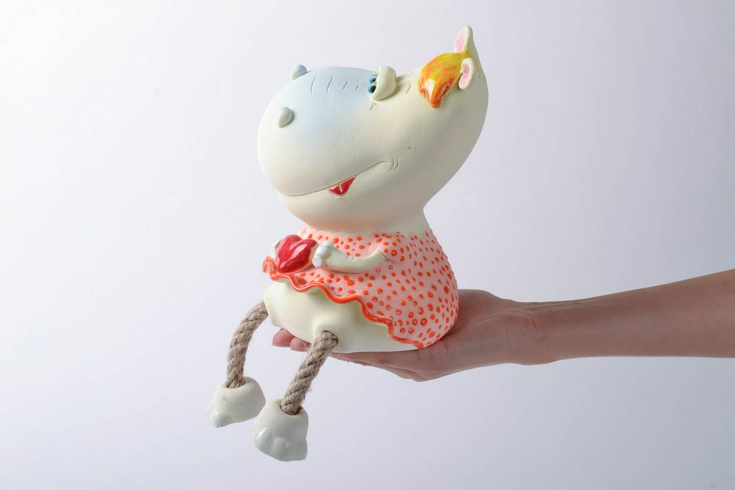 Keramische Sparbüchse handmade Frau Hippo foto 5