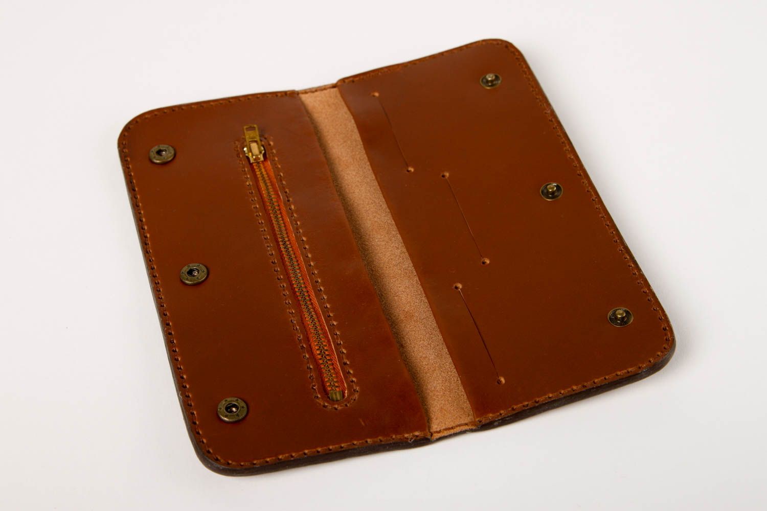 Кошелек ручной работы кожаный кошелек коричневый кошелек женский кожаный фото 4