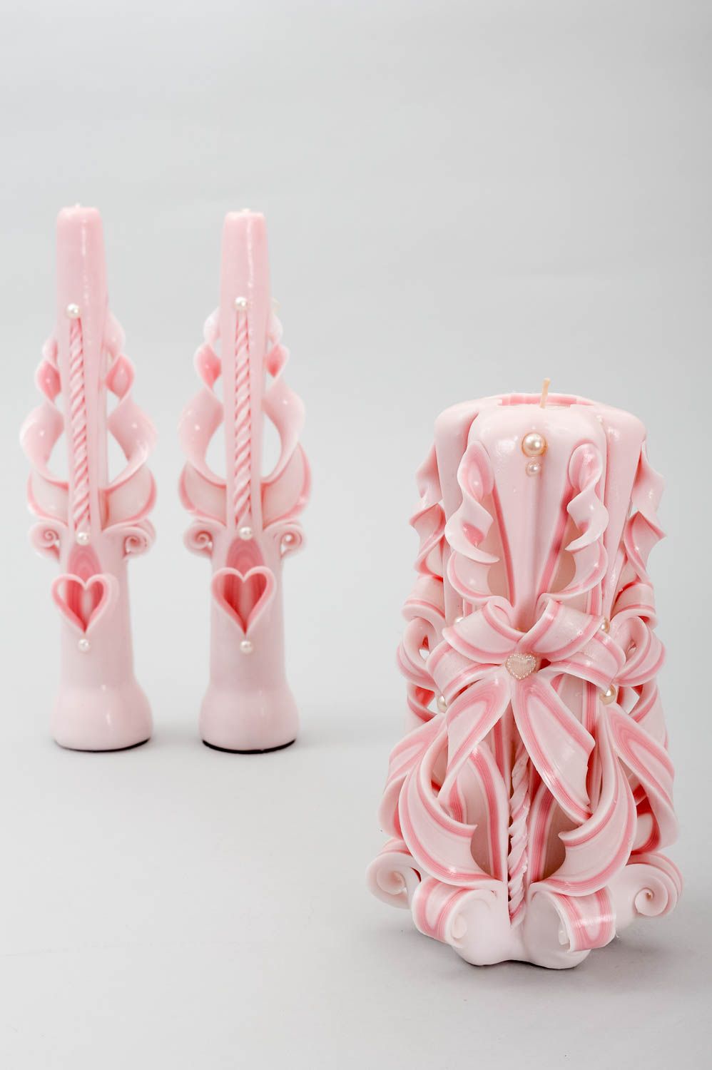 Velas de parafina rosadas hechas a mano elementos decorativos regalo original foto 2