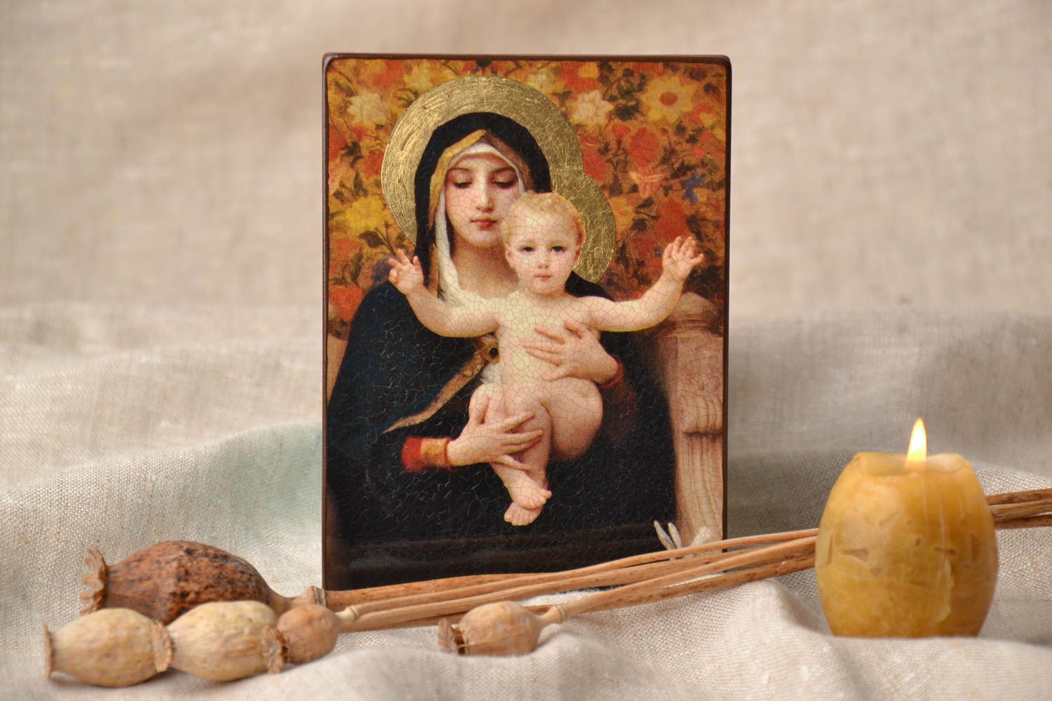 Icône orthodoxe reproduction Sainte Vierge avec Jésus  photo 1