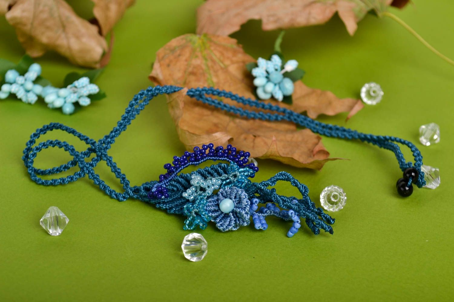 Collar artesanal de hilos azules accesorio para mujeres regalo original foto 1