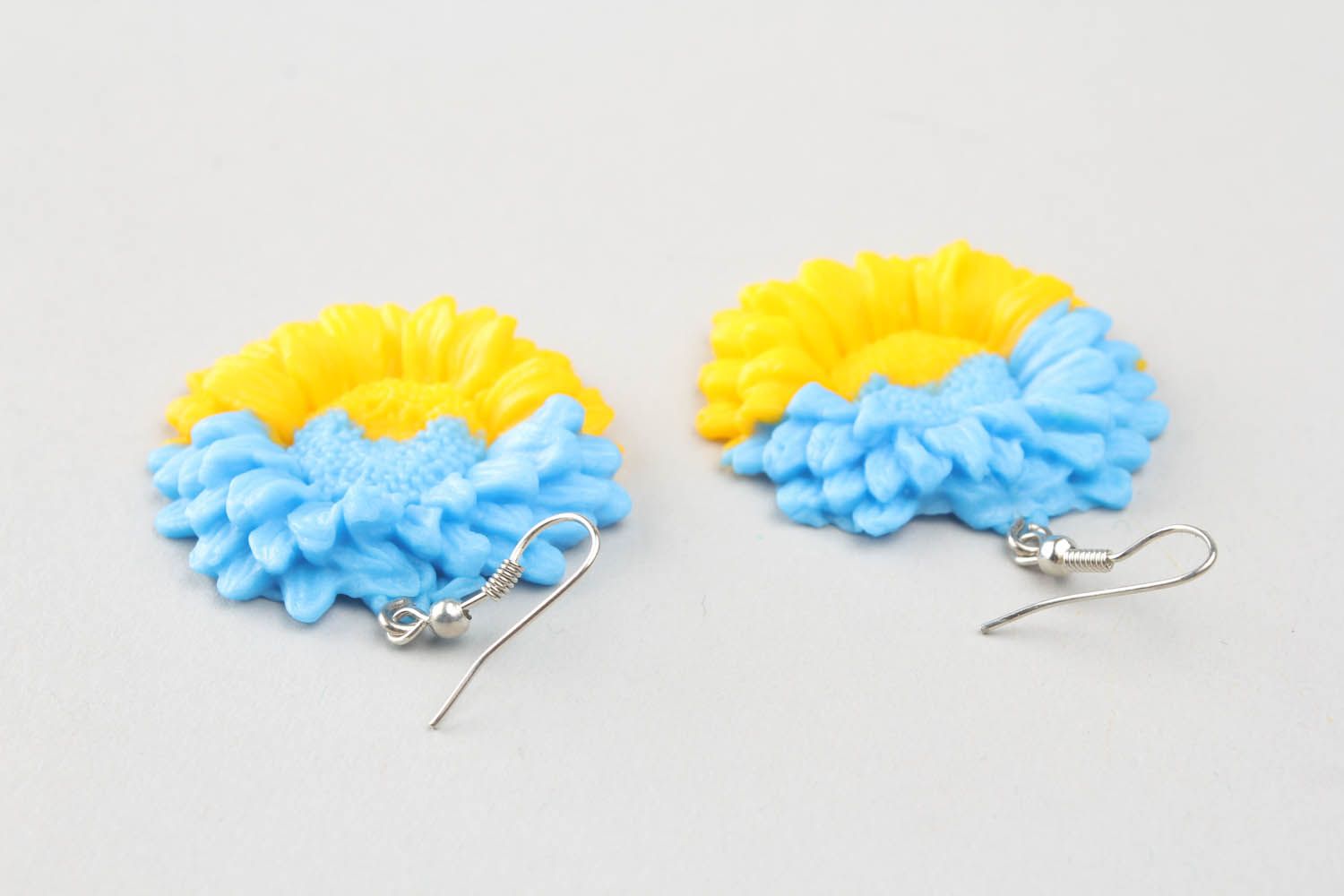 Polymer clay earrings Bright Sunflower photo 2
