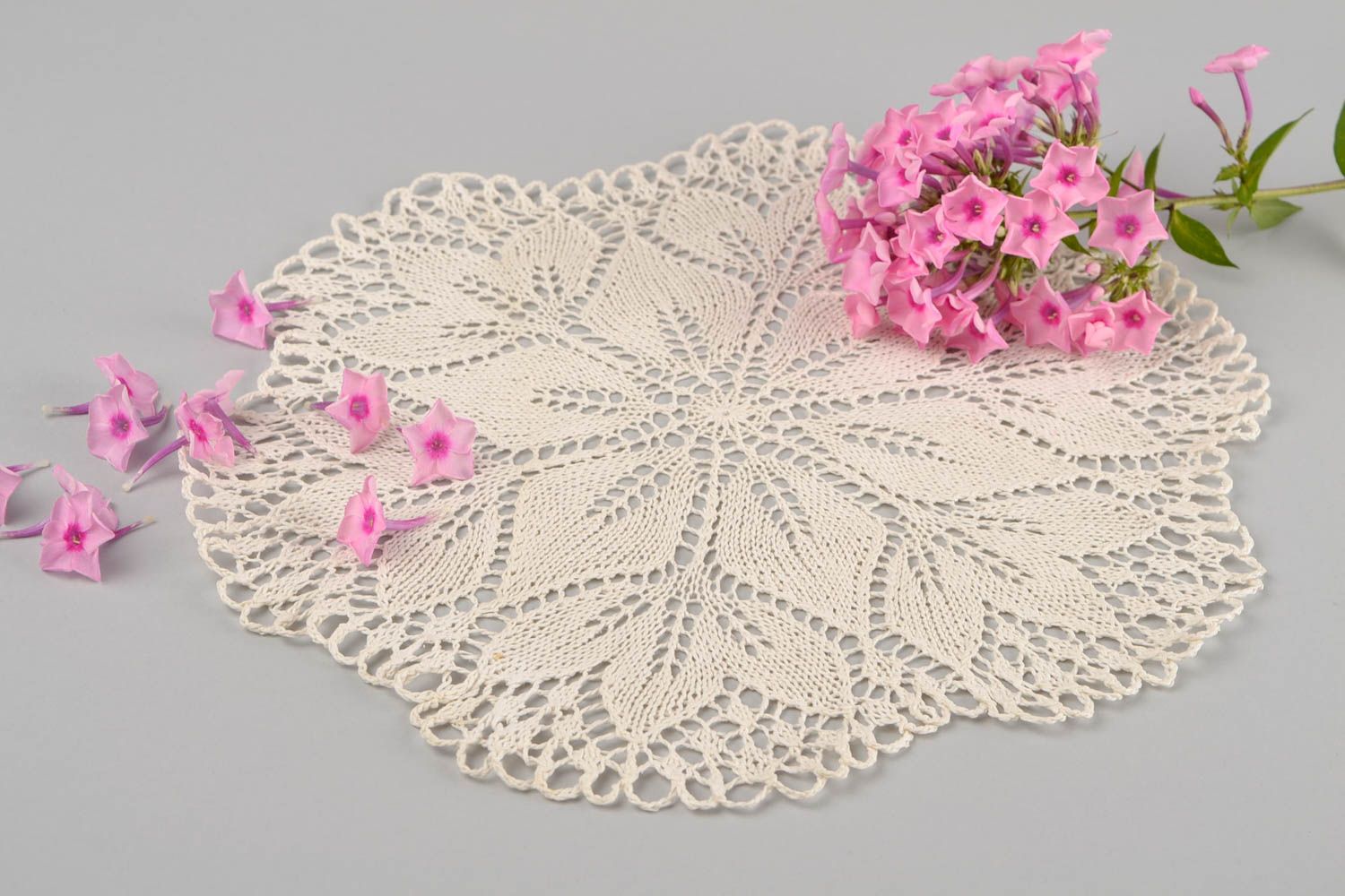 Handmade unique knitted napkin cotton designer  kitchen decoration present idea photo 1