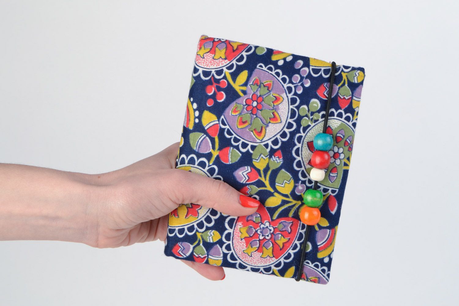 Homemade designer notebook with bright soft fabric cover and ties for 60 pages photo 2