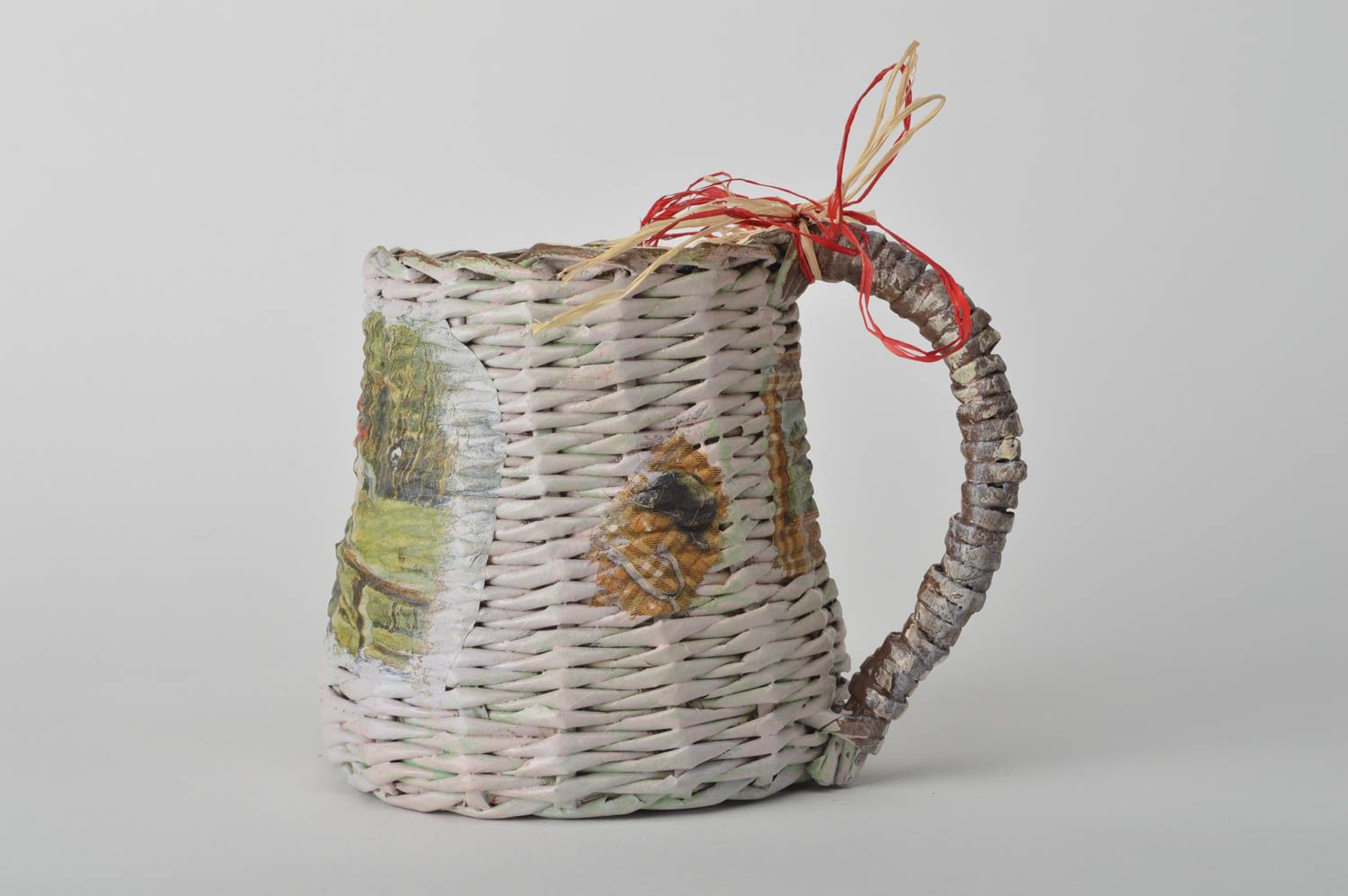 Плетеная корзина ручной работы декор интерьера подарочная корзина из бумаги фото 4