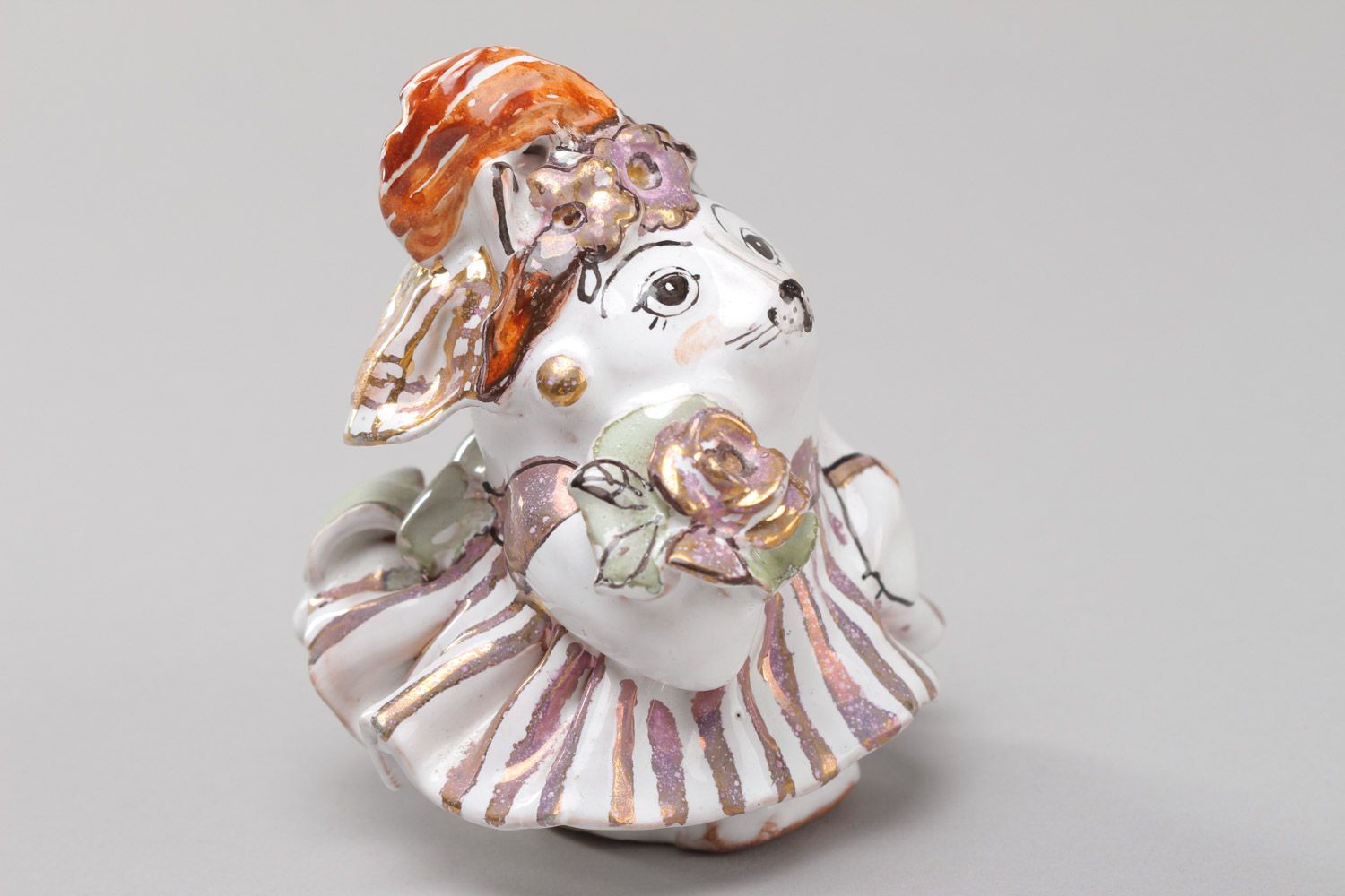 Beautiful decorative handmade ceramic figurine of kitty Bride photo 2