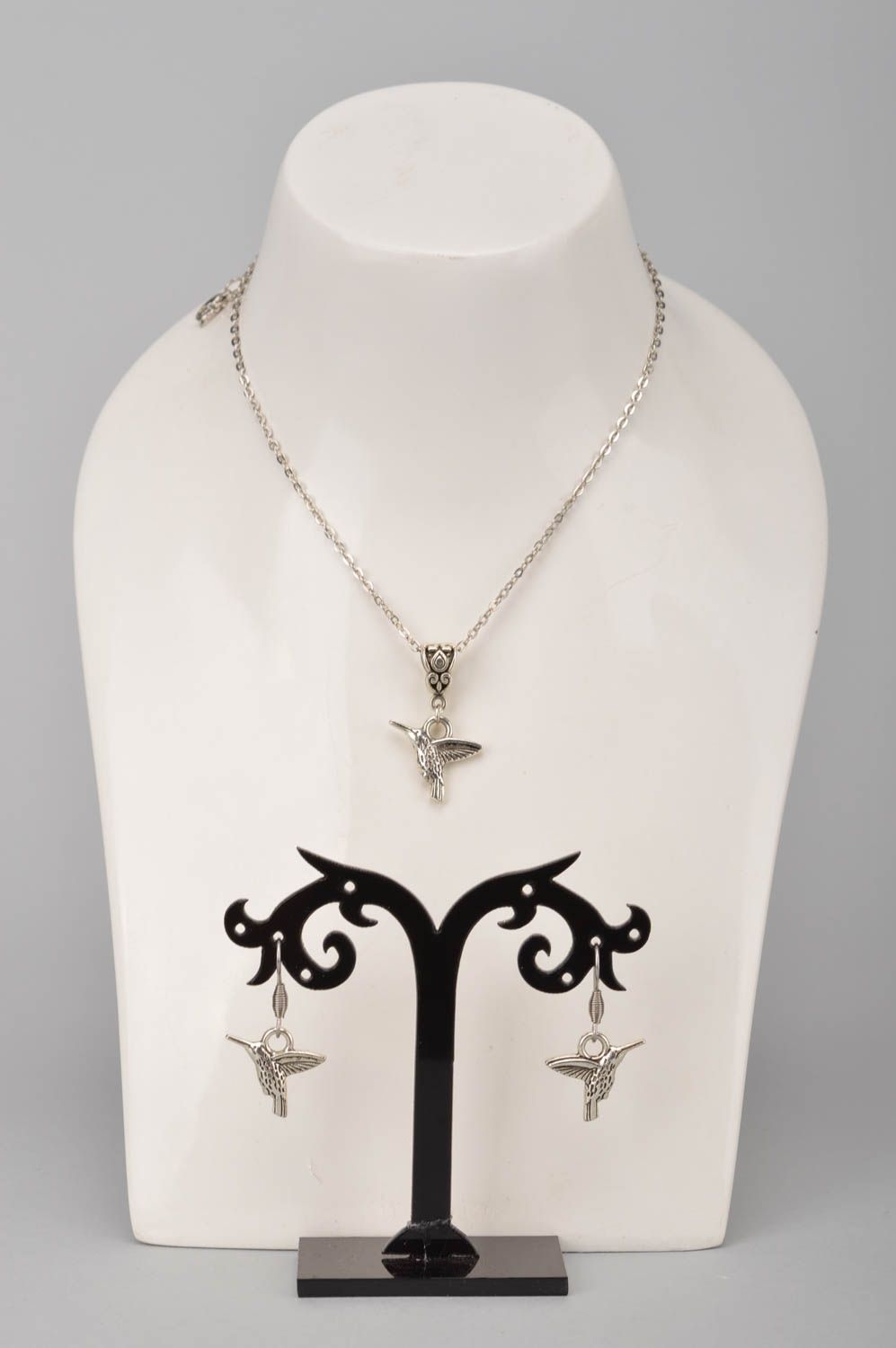 Handmade  jewelry metal jewelry set pendant necklace dangling earrings photo 1