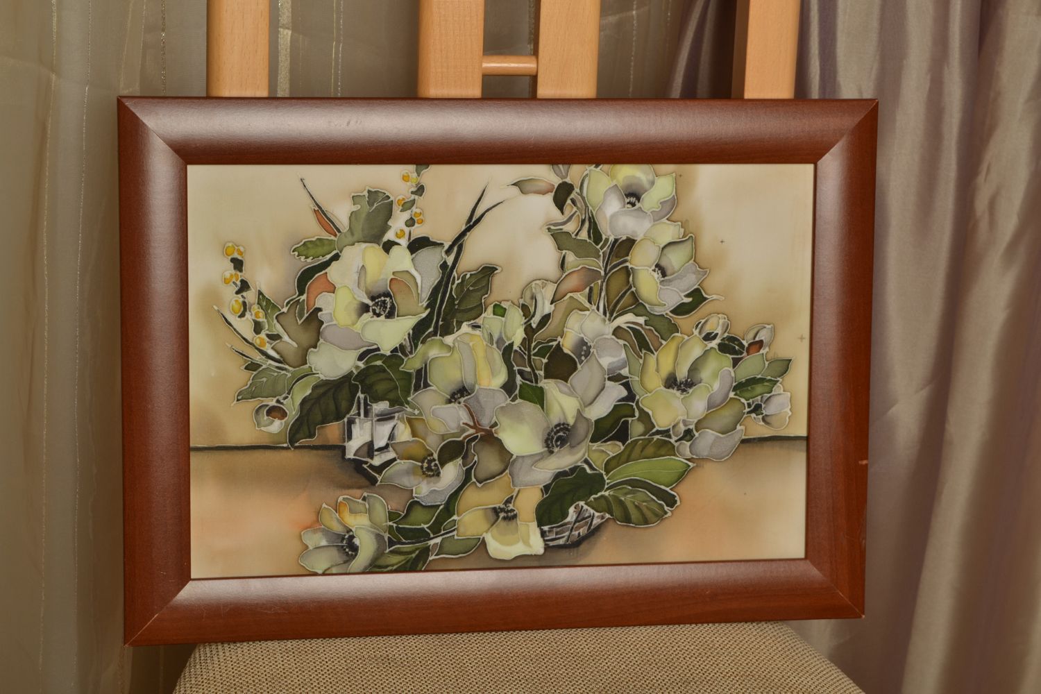 Acrylic painting on silk basis Flowers photo 1