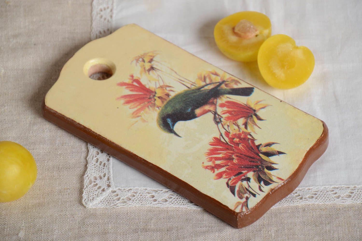 Unusual handmade wooden chopping board cutting board with decoupage gift ideas photo 1
