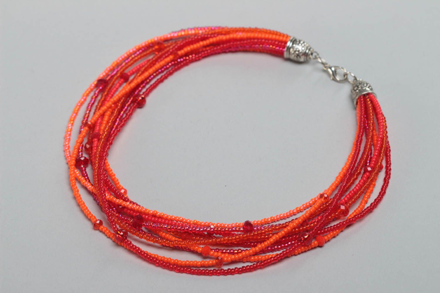 Bright red handmade designer children's beaded necklace beautiful photo 2