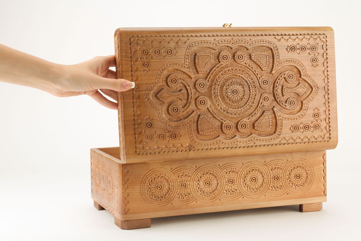 Grande boîte en bois faite main photo 1