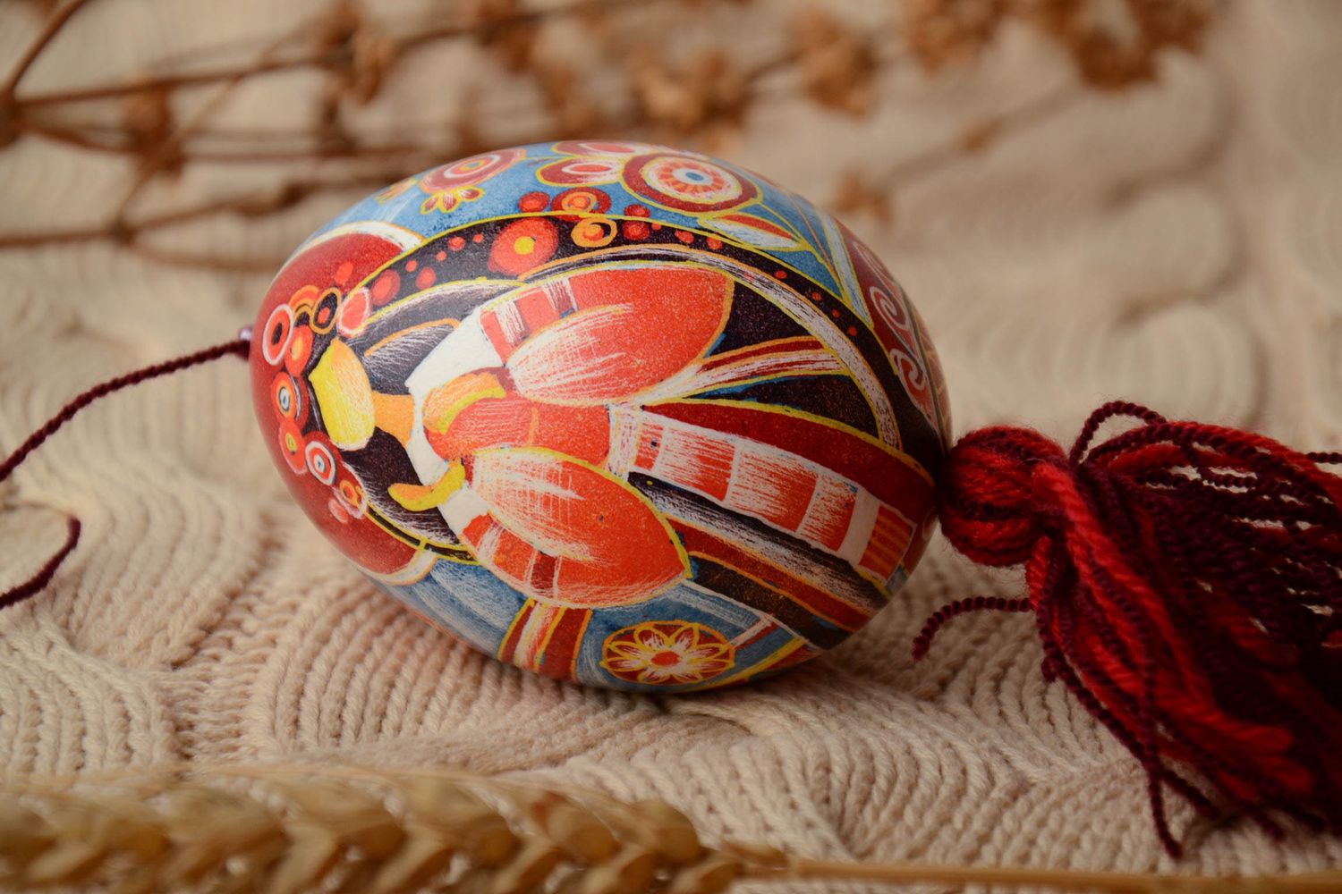 Handmade designer Easter egg with painting  photo 1