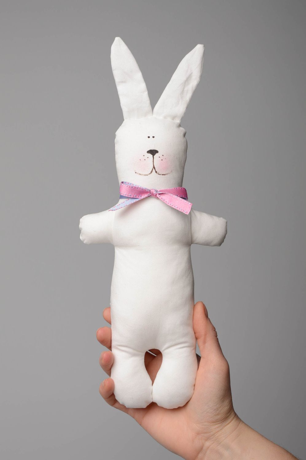 Homemade soft fabric toy White Rabbit photo 3