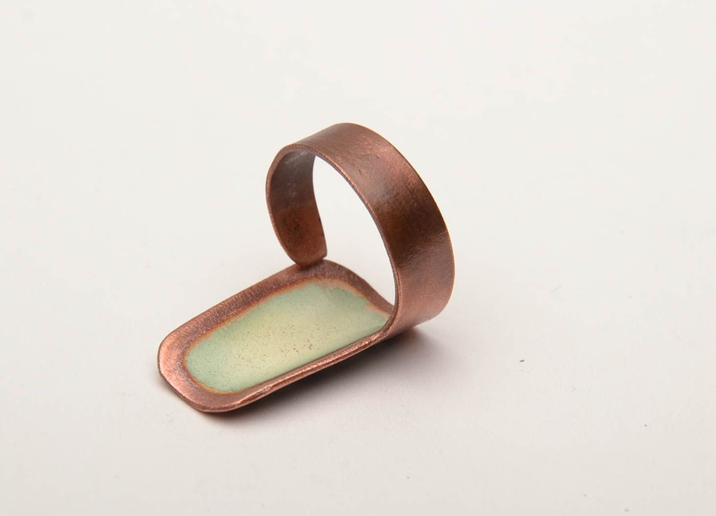 Designer copper ring painted with enamels photo 4