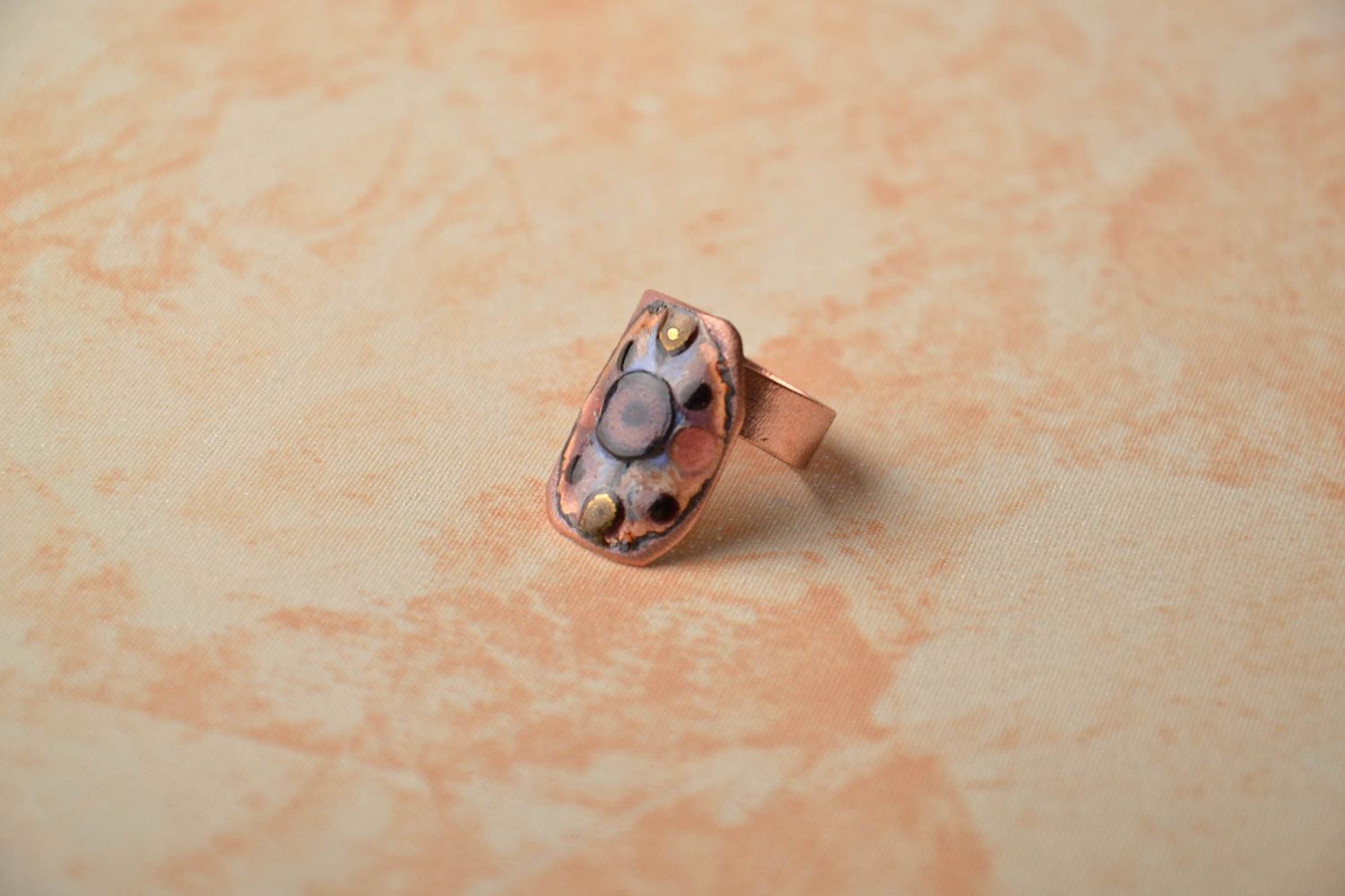 Enamel designer copper ring photo 1