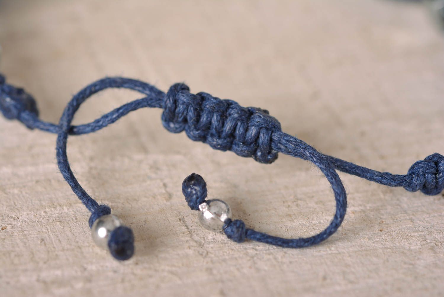 Красивый браслет ручной работы браслет текстильный синий женский браслет фото 4