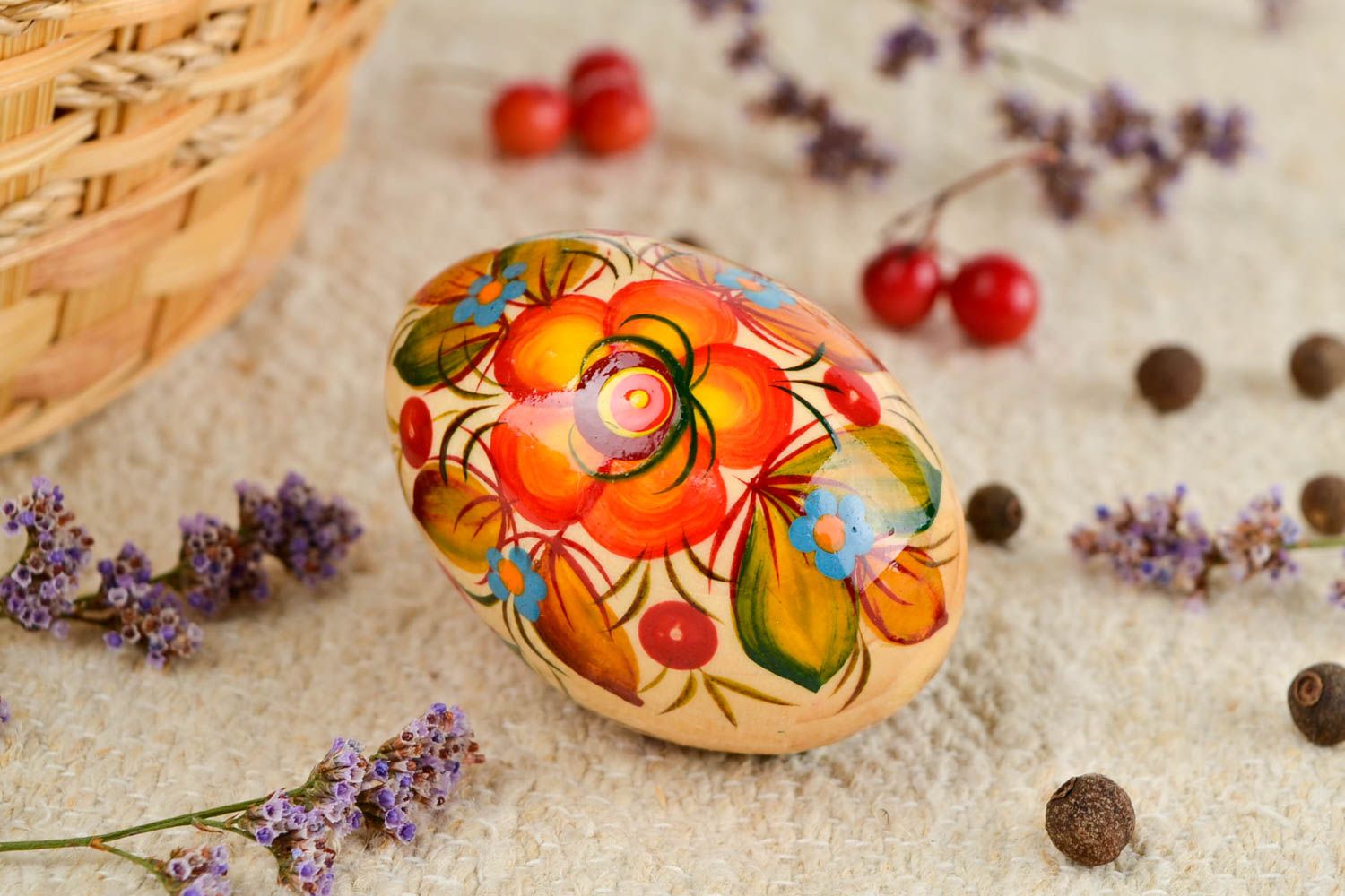 Osterdeko aus Holz Deko Ei Ostern Symbol handmade bemalt Ostern Dekoration foto 1