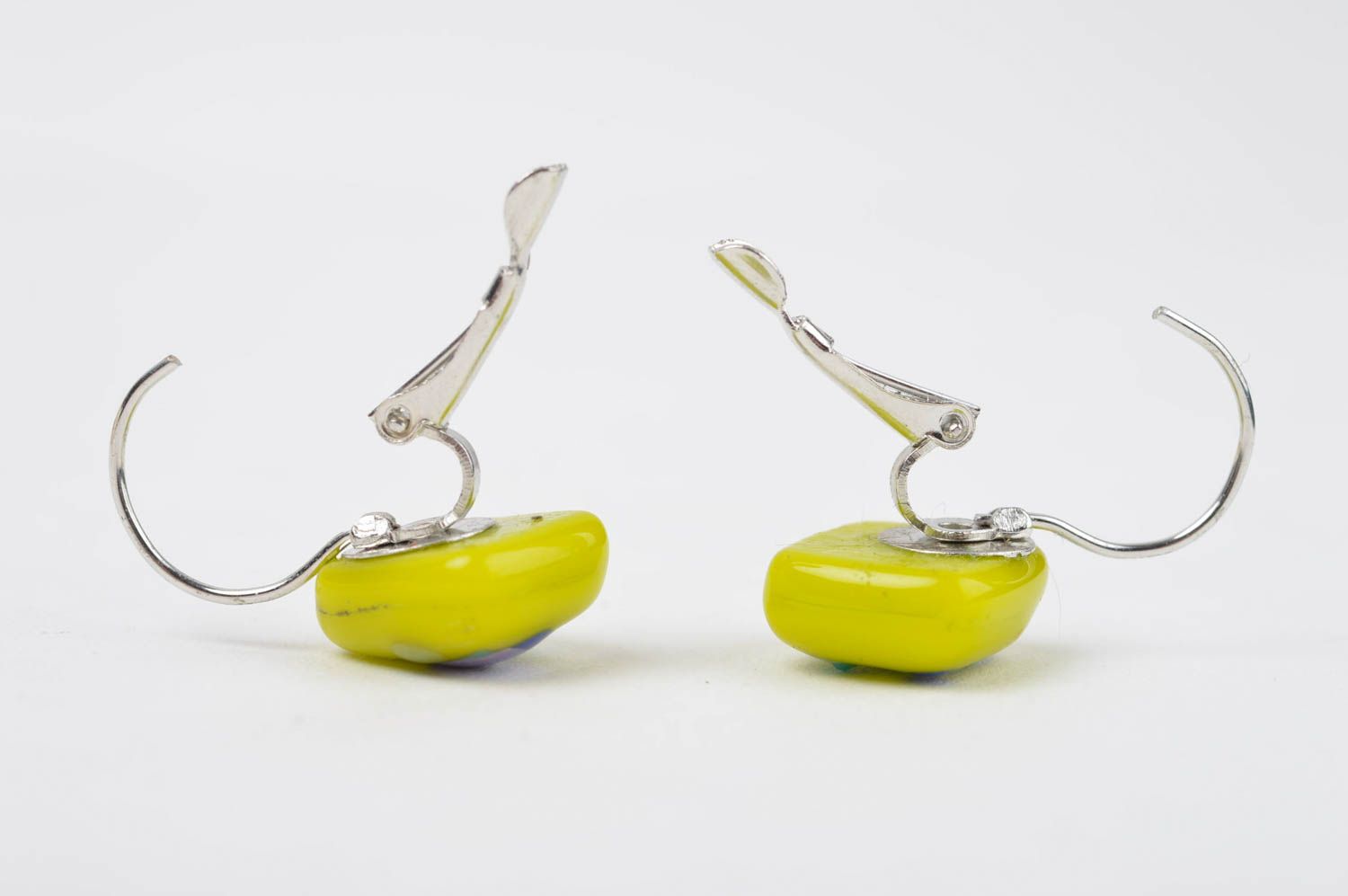 Handmade lange Ohrringe Damen Schmuck Accessoire für Frauen aus Glas in Gelb foto 4