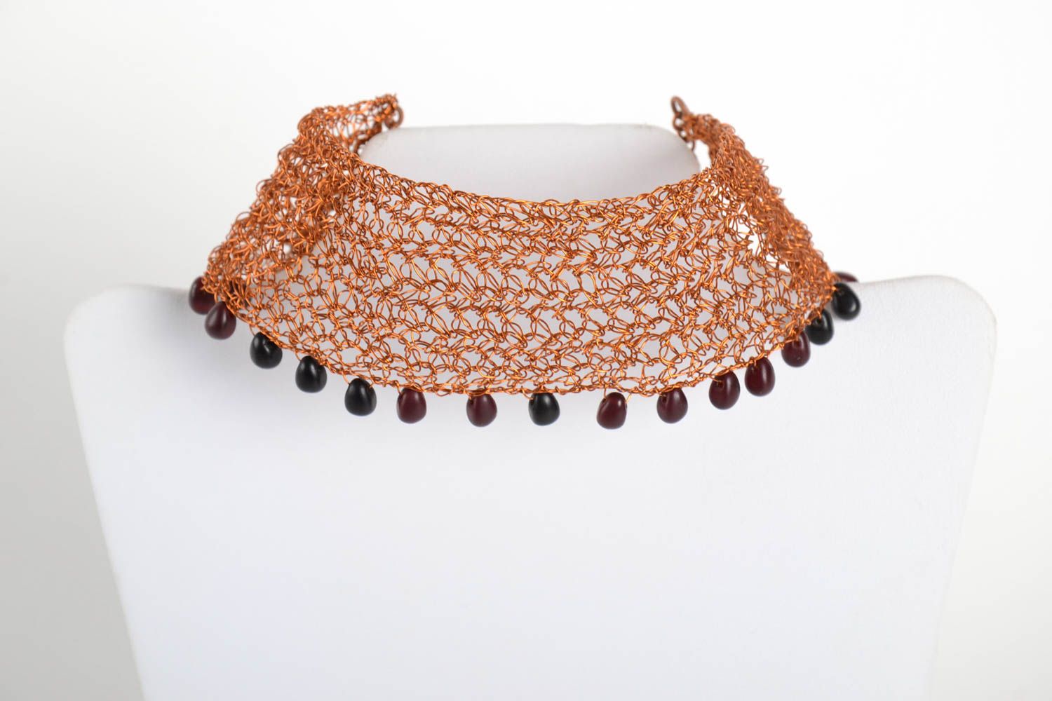 Handmade Collier Halskette Mode Schmuck Damen Armband aus Kupfer mit Steinen foto 2