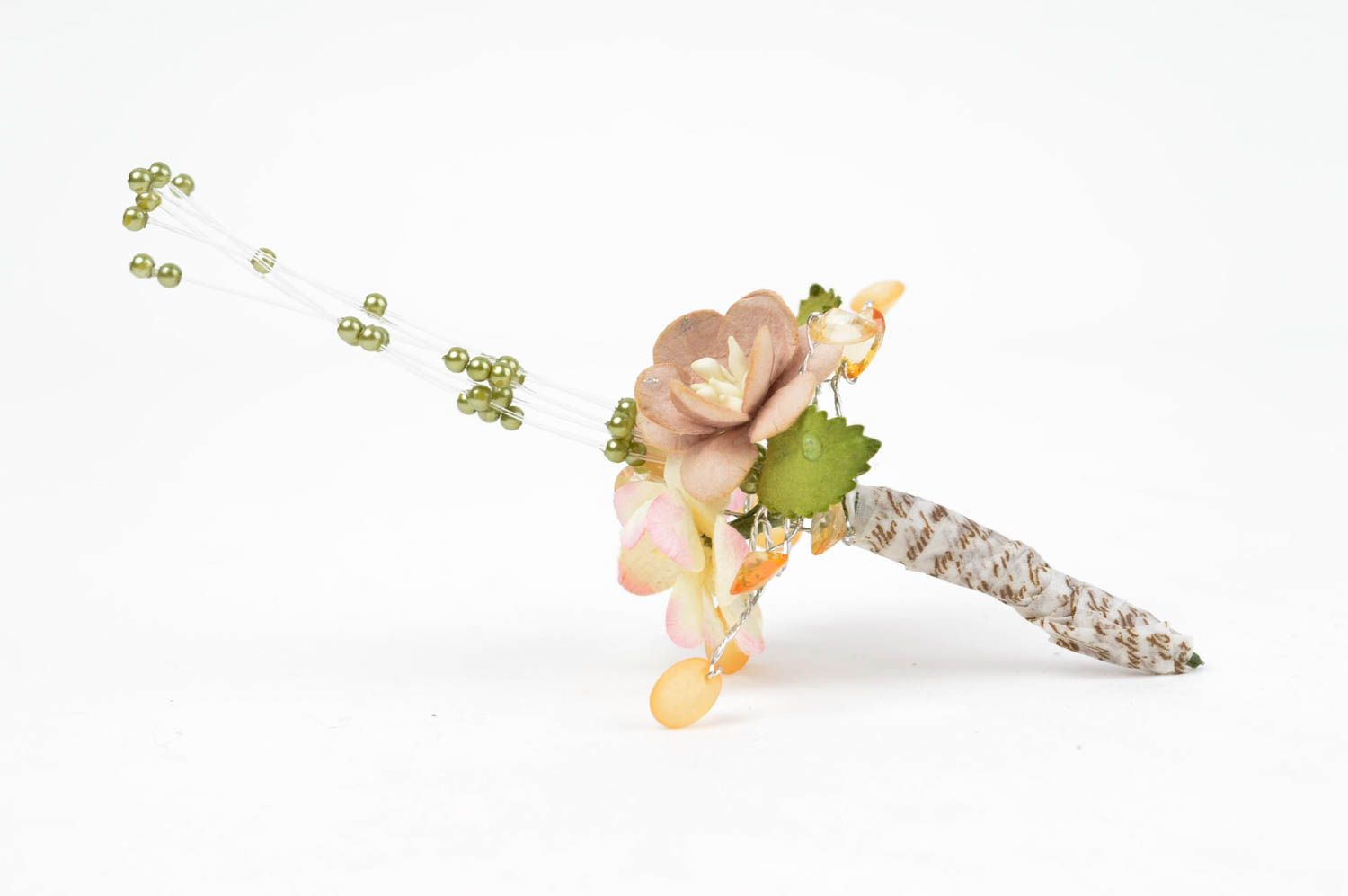 Bouquet de Fleurs artificielles fait main en papier et perles Déco maison photo 2