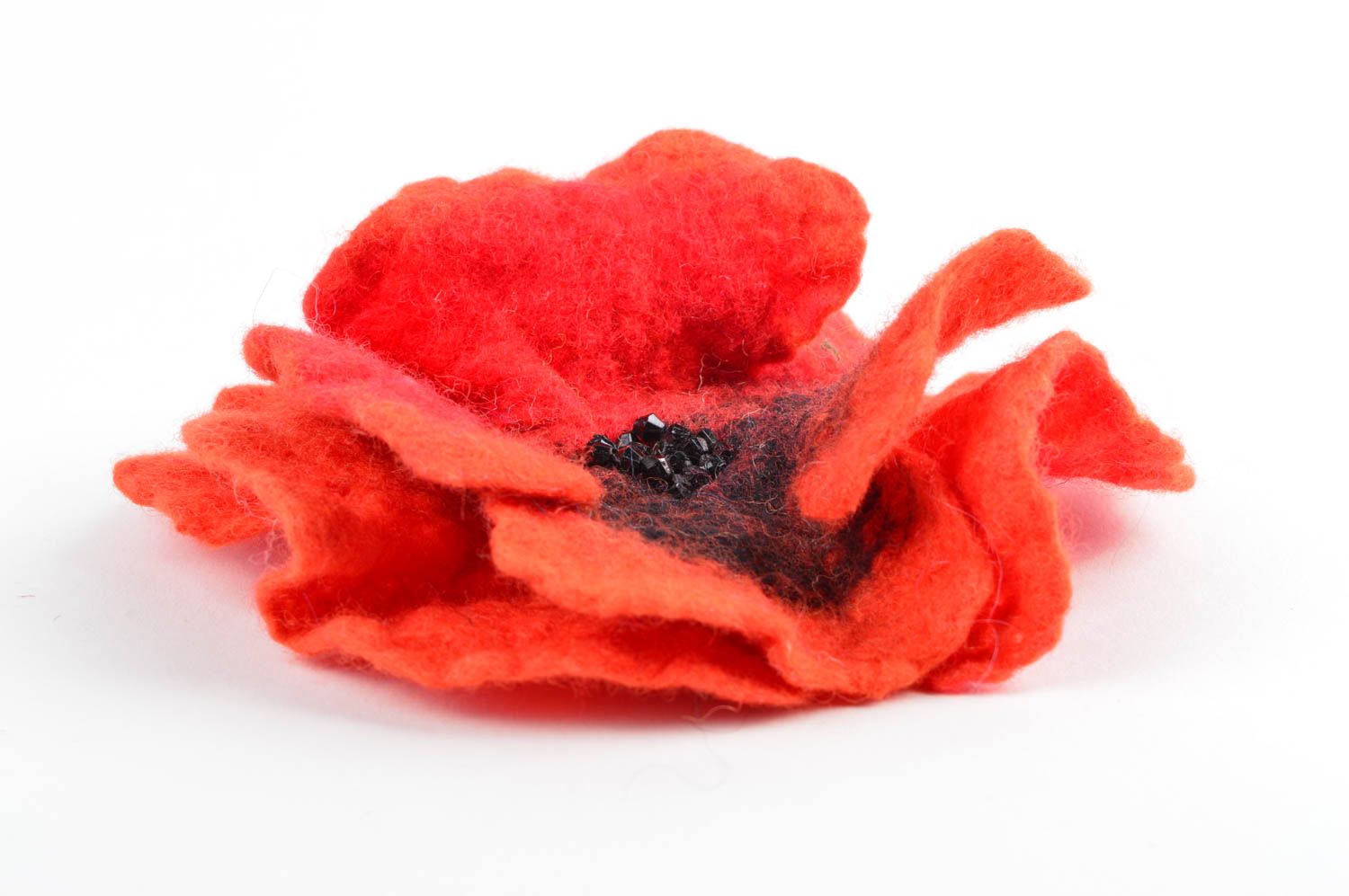 Red handmade brooch jewelry felted brooch pin flower brooch gifts for her photo 2