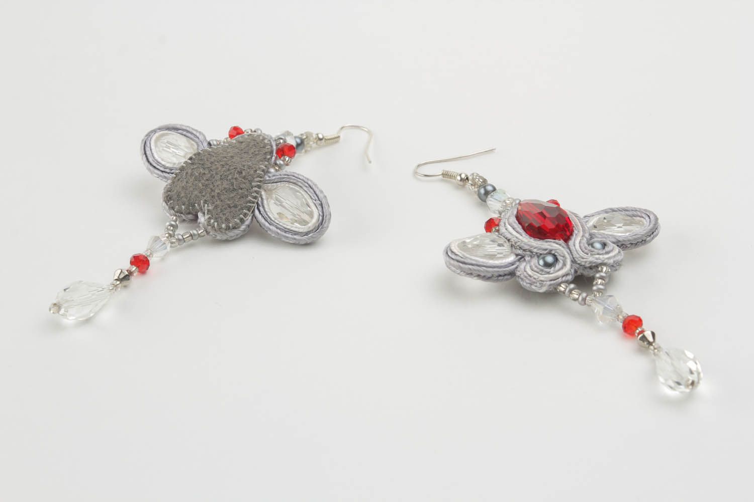 Long earrings with red beads photo 4
