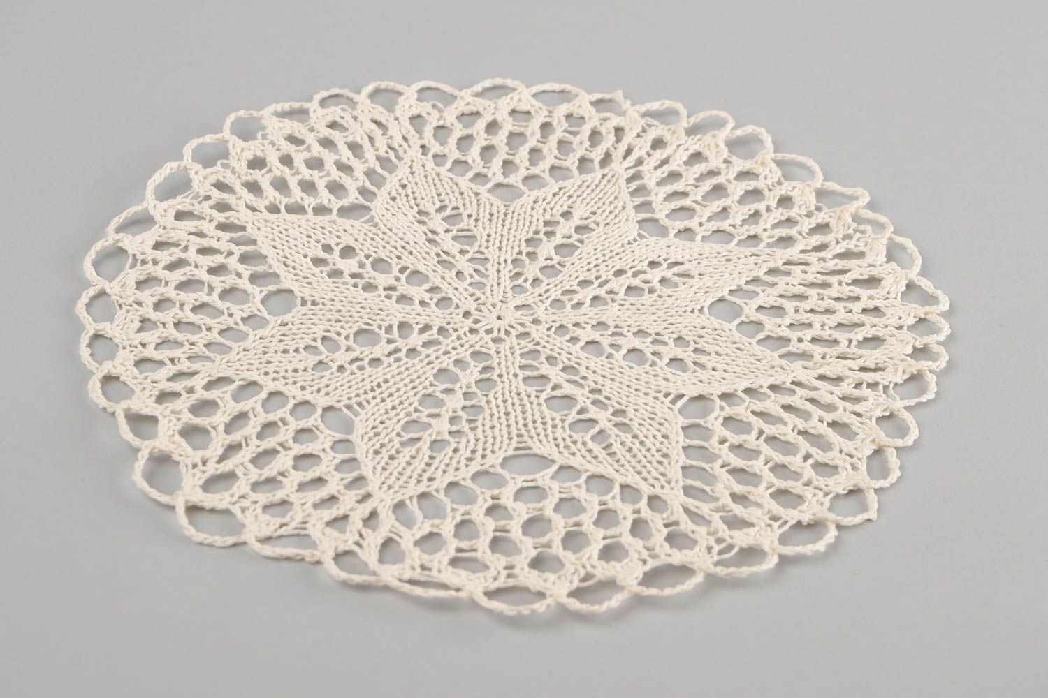 Handmade decorative knitted napkin cotton designer tablecloth for interior photo 5