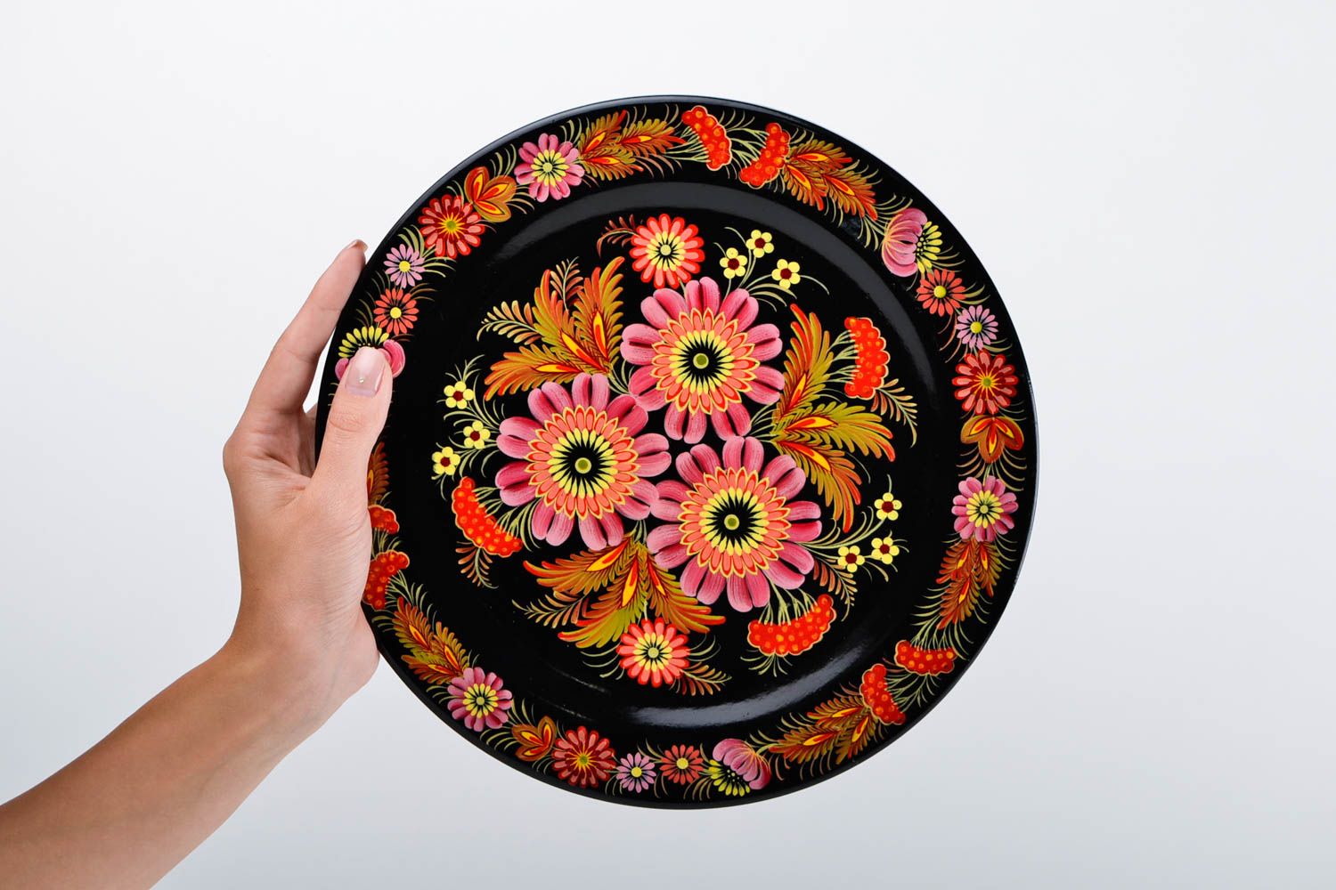 Handmade wood plate painted plate for decorative use only souvenir ideas photo 2