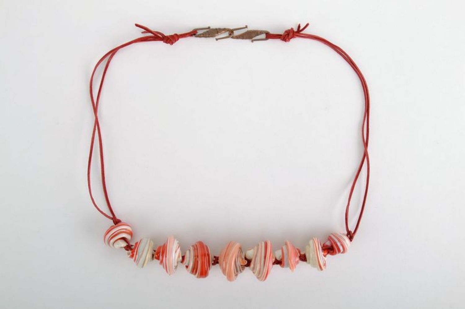 Necklace made from tough glass with leather cord photo 3