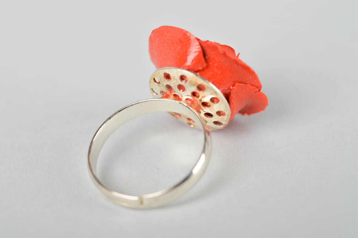 Ring Damen Handmade Blumen Ring Geschenk Ideen Ring Schmuck aus Polymerton Rose foto 3