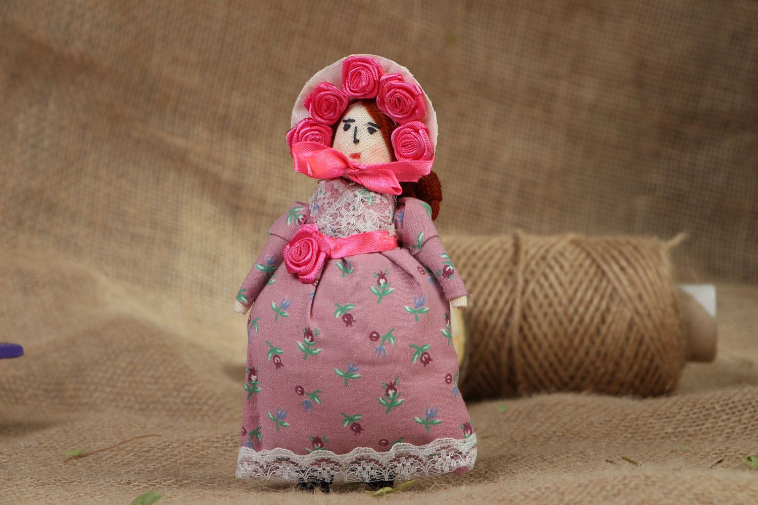 Interieur Puppe aus Textil Dame in Rosa foto 5