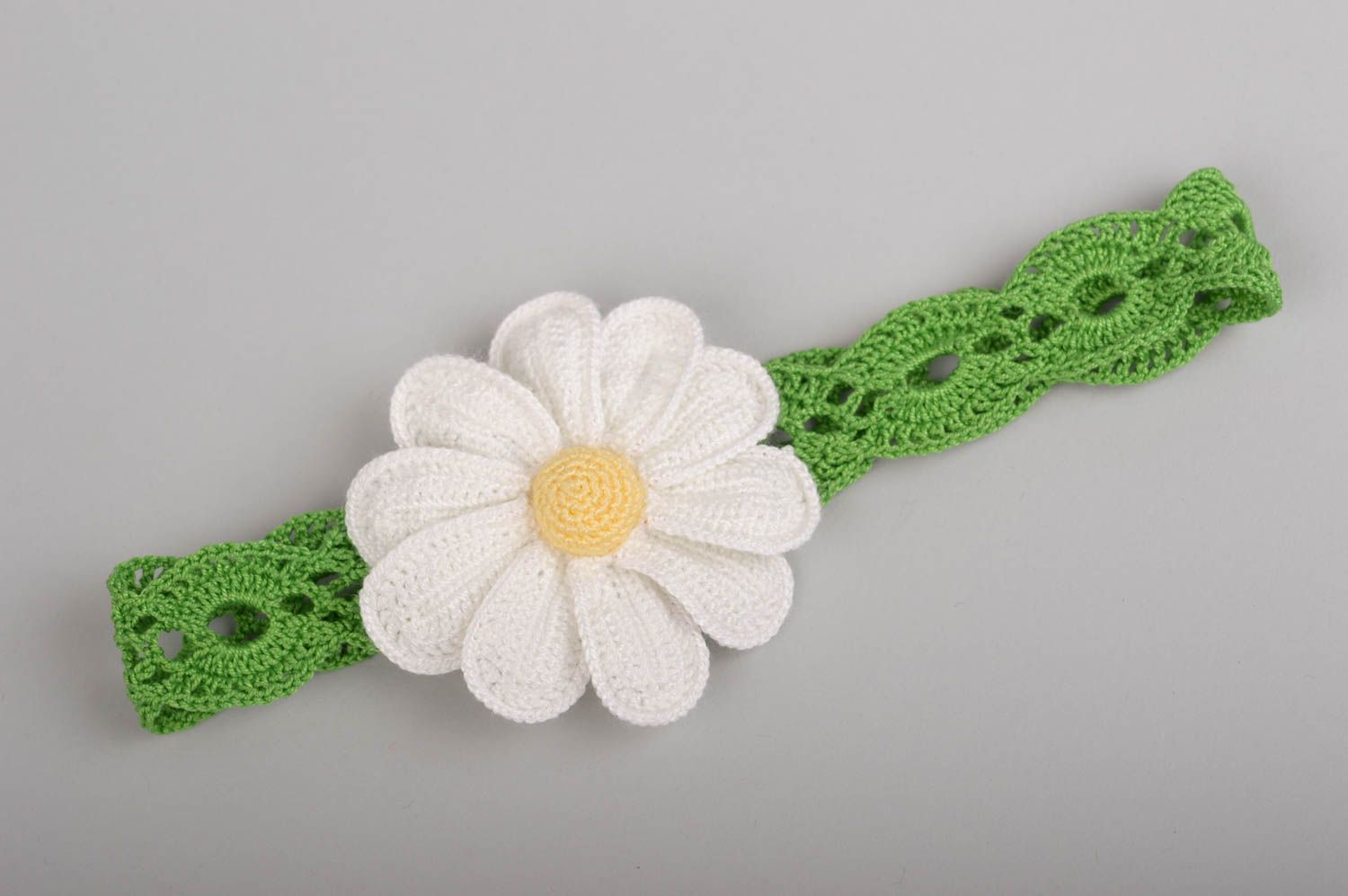 Handmade openwork headband for children stylish hair accessory with flower photo 1