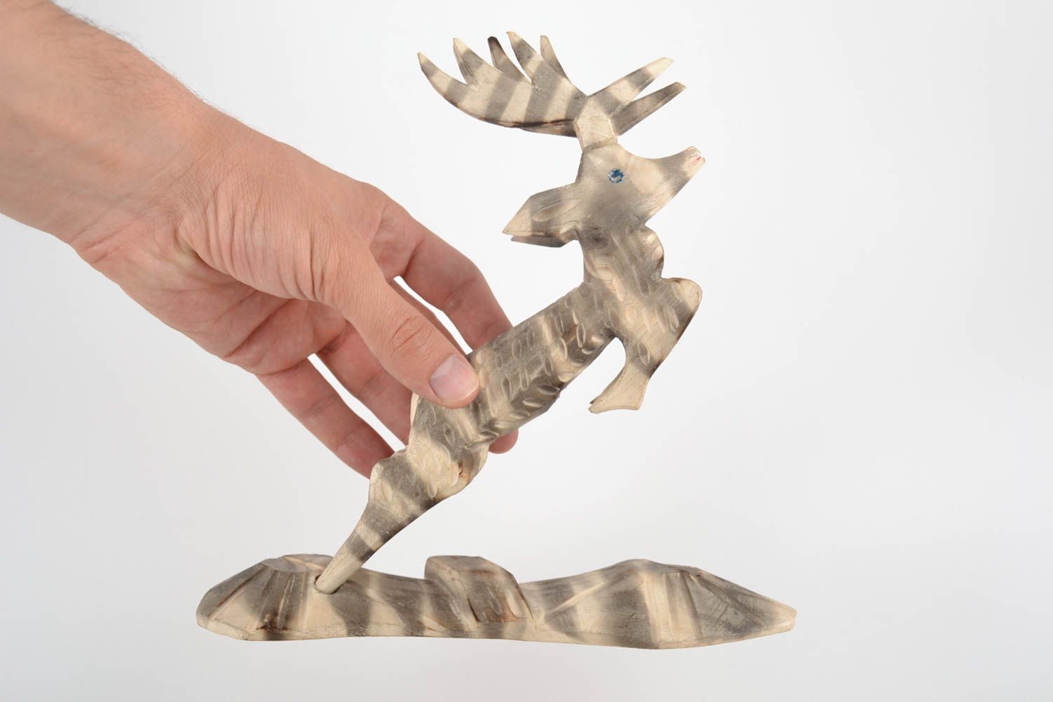 Wooden decorative handmade carved figurine of deer designer interior statuette photo 2