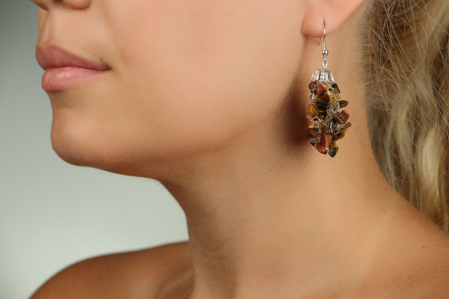 Earrings with natural stones photo 2