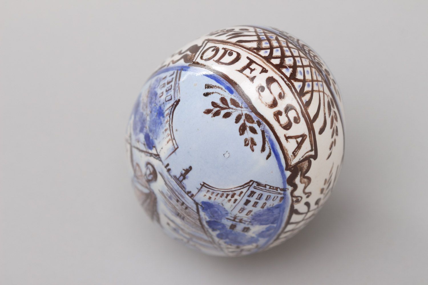 Handmade decorative painted and enameled ceramic egg with holder photo 4