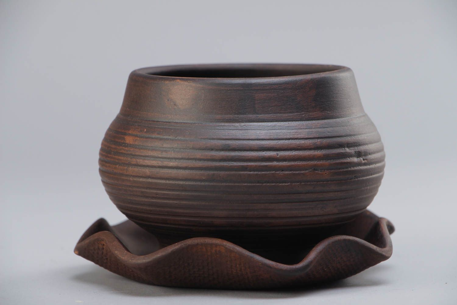 Handmade clay pot for baking kilned with milk table decor photo 2